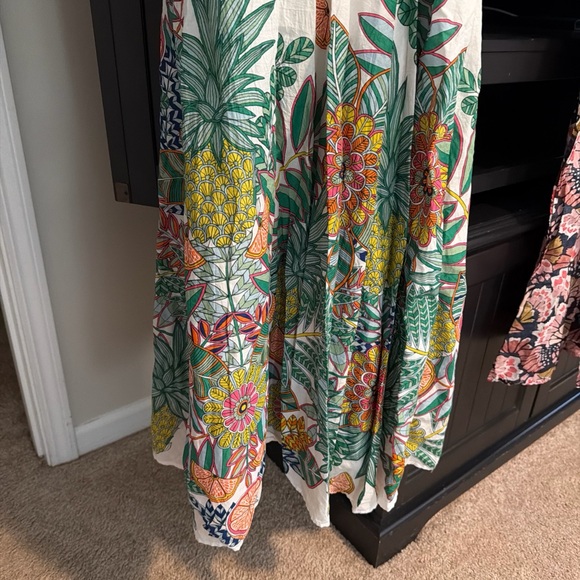 Boden Women's Green Notch Neck Cotton Maxi Dress Ivory Pineapple Floral 16 - 18 - Picture 11 of 11